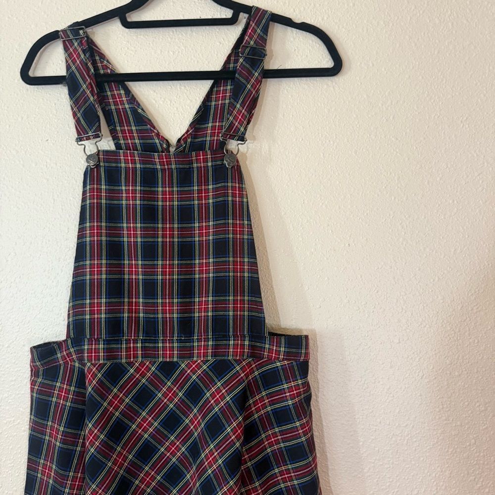 Royal bones Plaid Mini overall Dress L